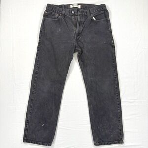 2000s Levi's 505 Men's 34x30 Faded Black Workwear Paint Straight Leg Jeans